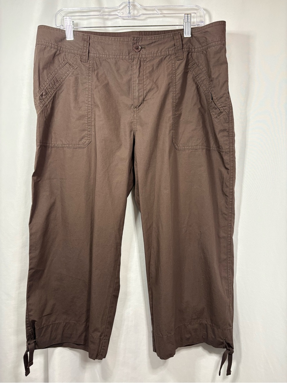 Izod Women’s Cargo Drawstring Hem Pants - Brown- Size 12
